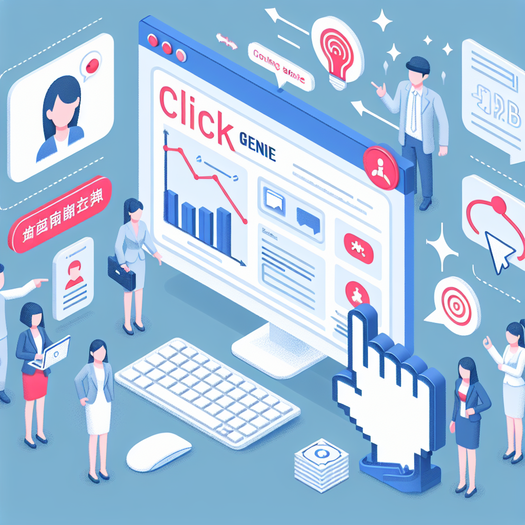 ジーナクリックのイメージ図、求人ページのクリック数を示すグラフ