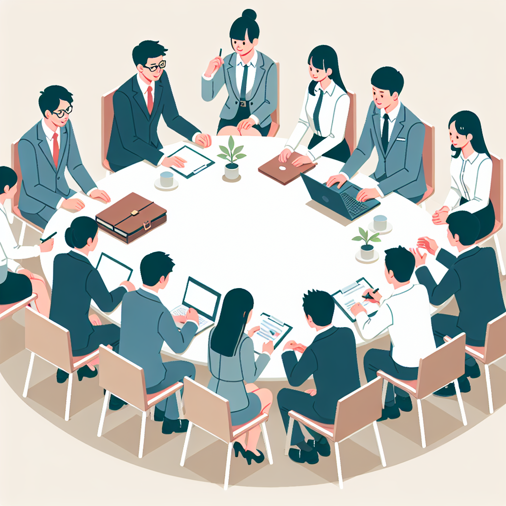 スタッフが和気藹々と話し合っているミーティングの様子