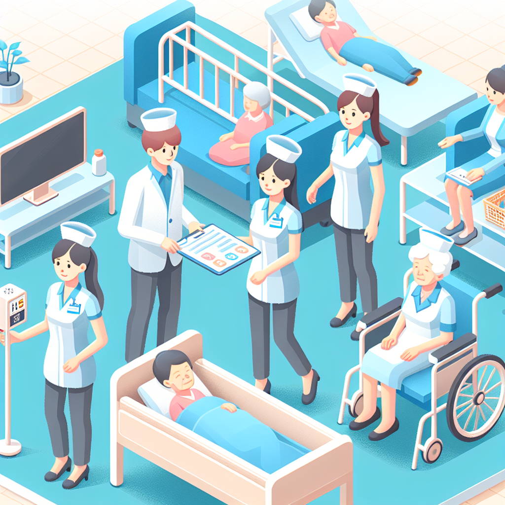 介護施設内で働く職員たちの和やかなシーン