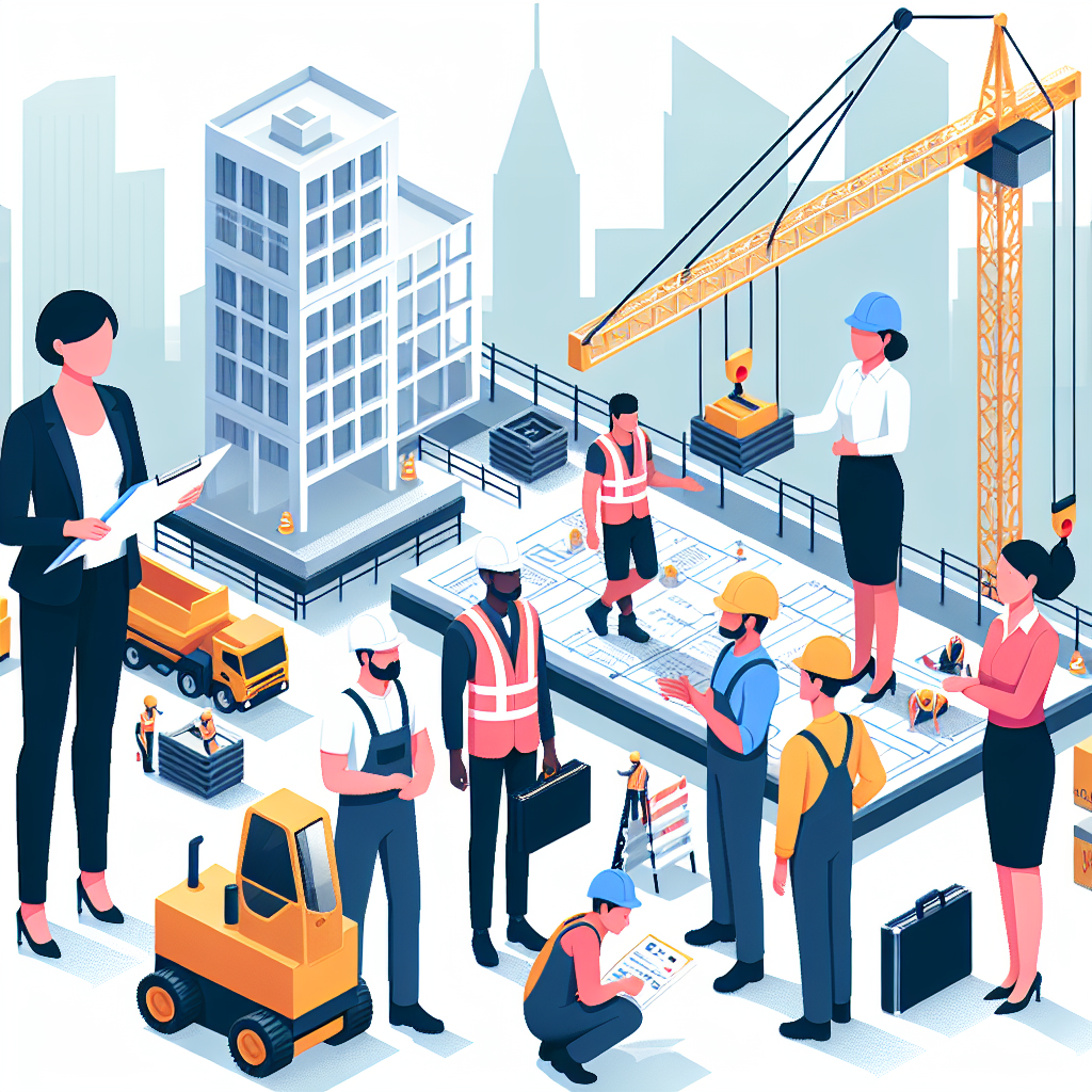 明るく快適な建設現場で働く人々