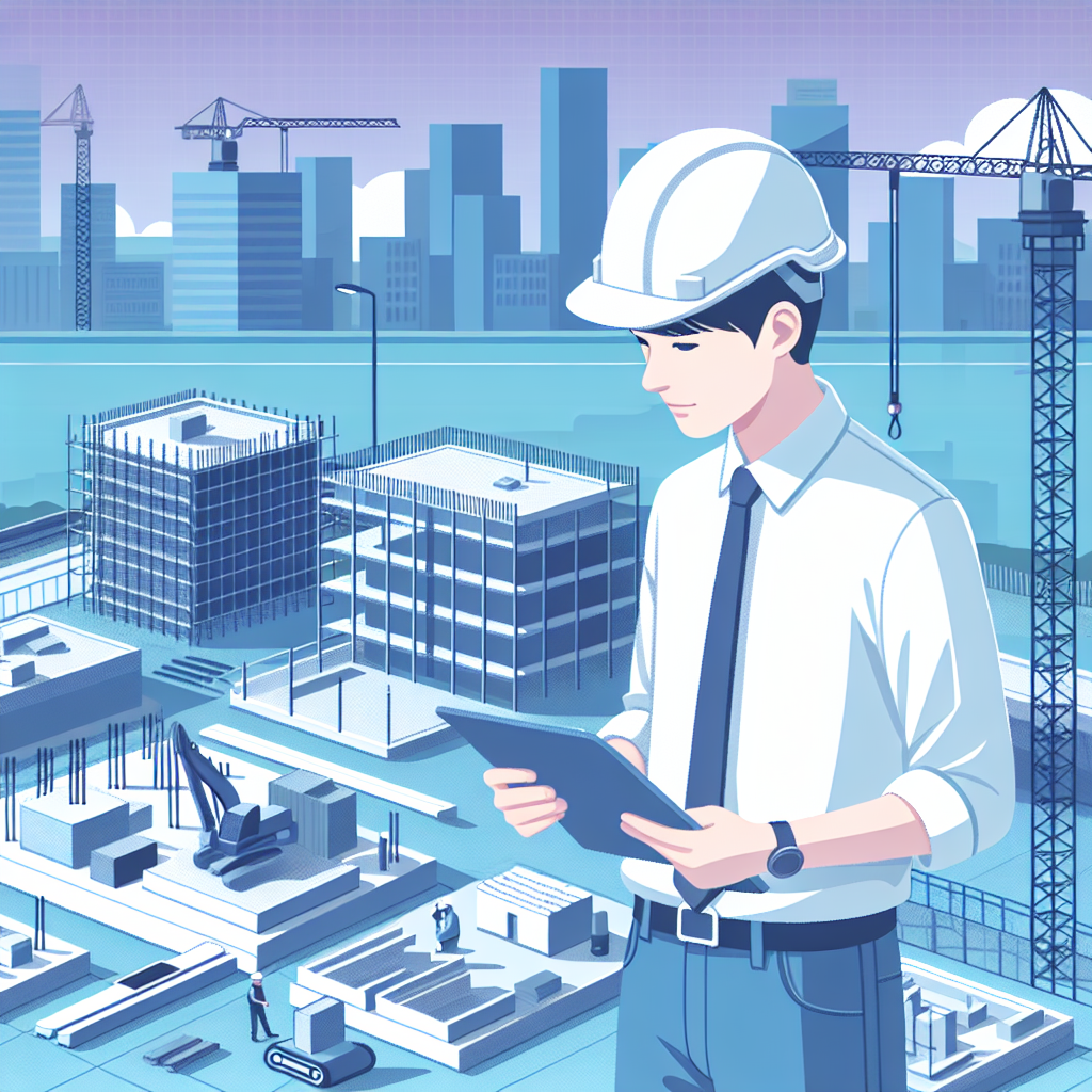 建設現場で働く若手技術者の様子