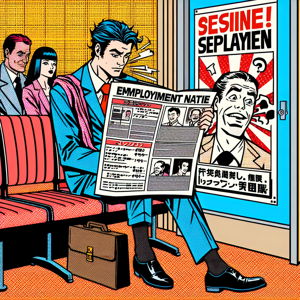 歯科医院の待合室で求人情報を読む求職者のシーン