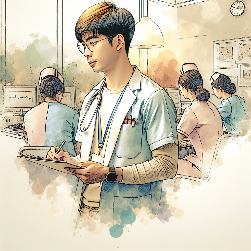 看護師がインターンシップで職場を見学しているシーン