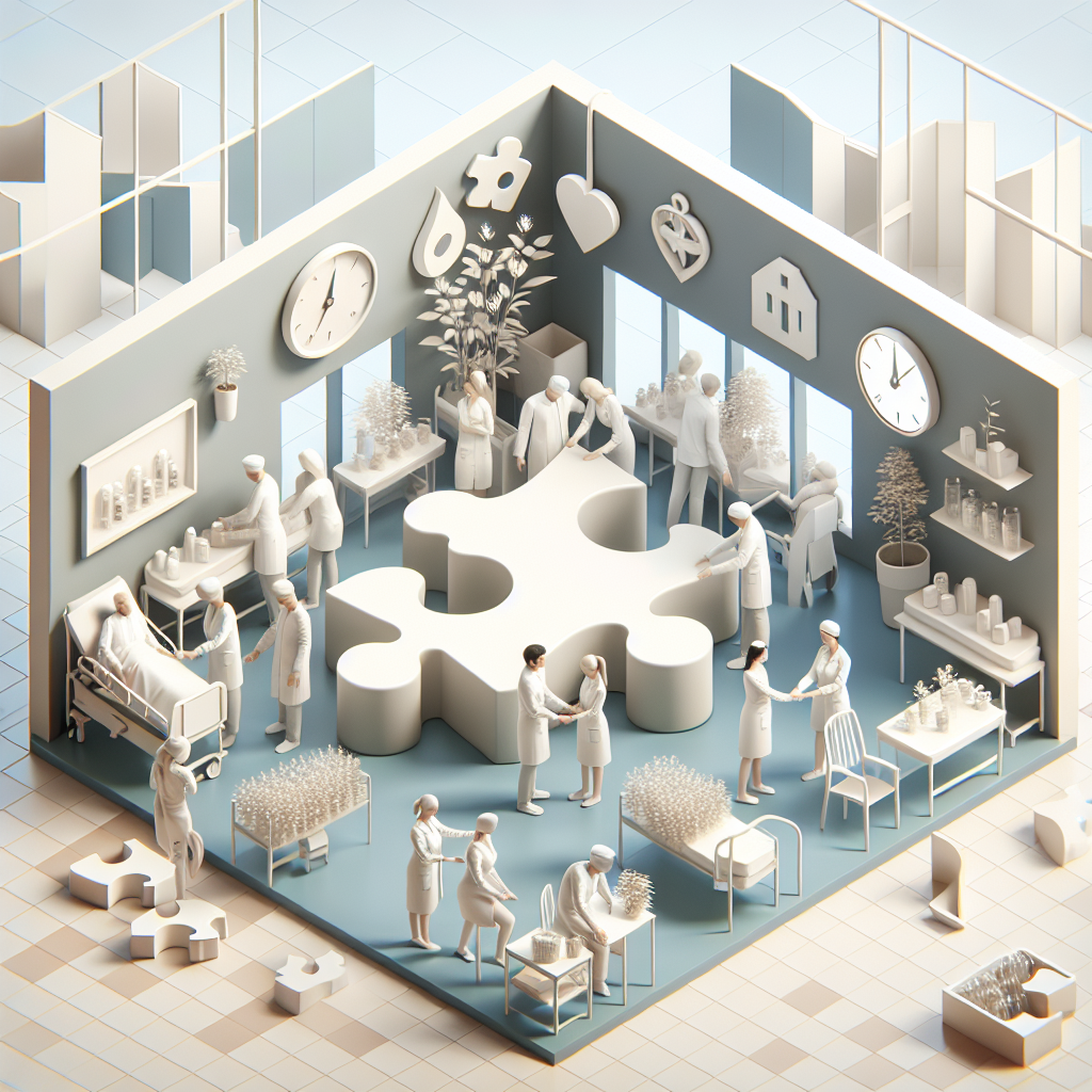 介護施設で働く職員が笑顔でケアを行っているシーン