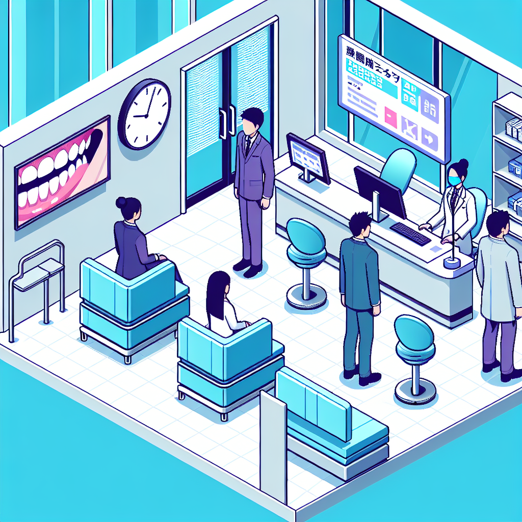 歯科医院の待合室で働くスタッフの様子