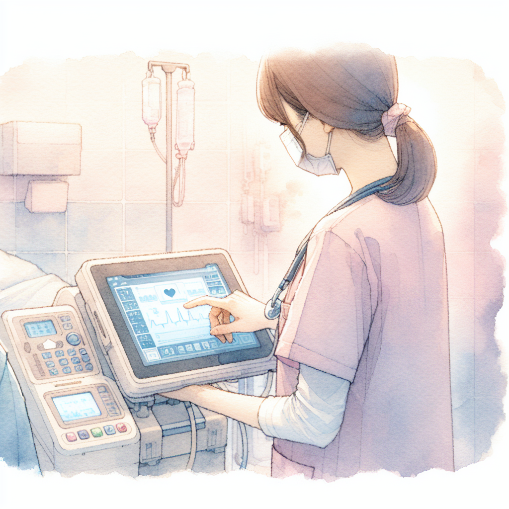 看護師がデジタルデバイスを使用しているシーン