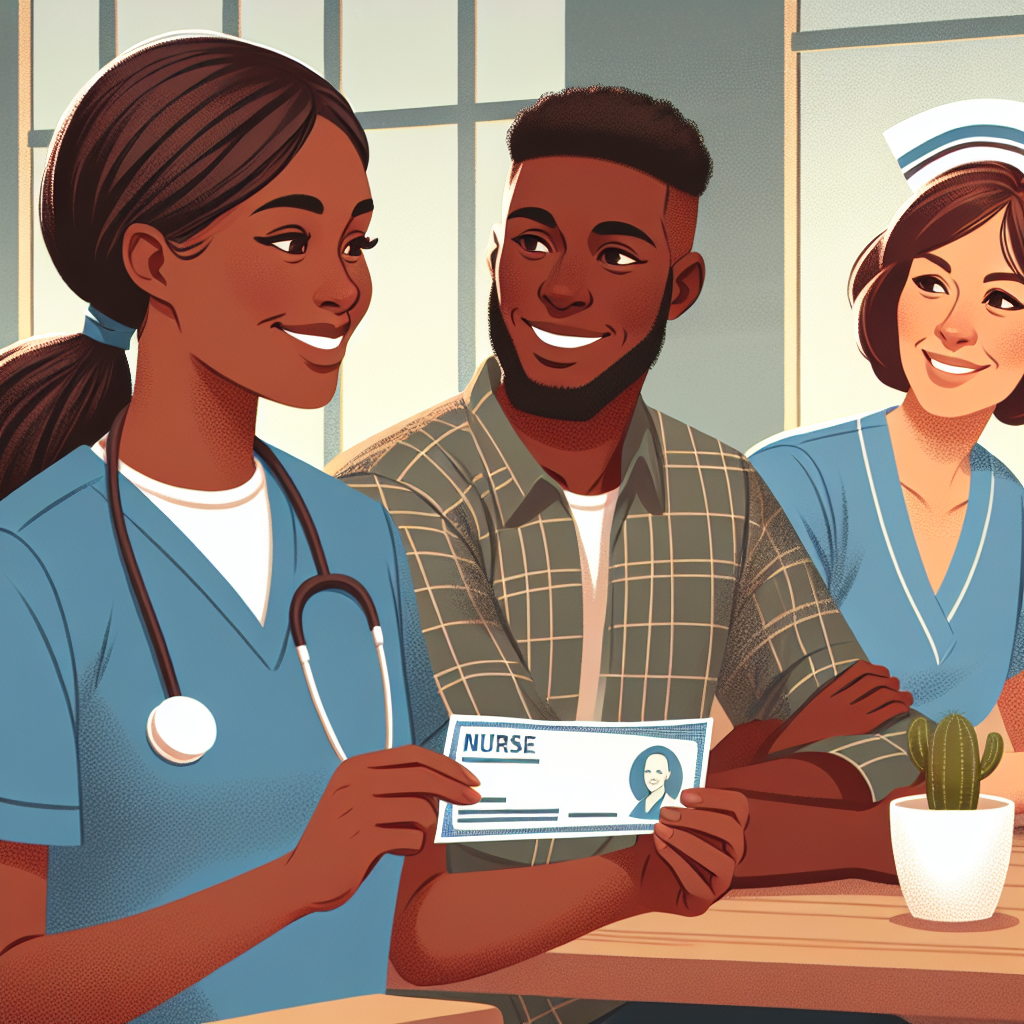 給料明細を持って微笑む看護師のイメージ