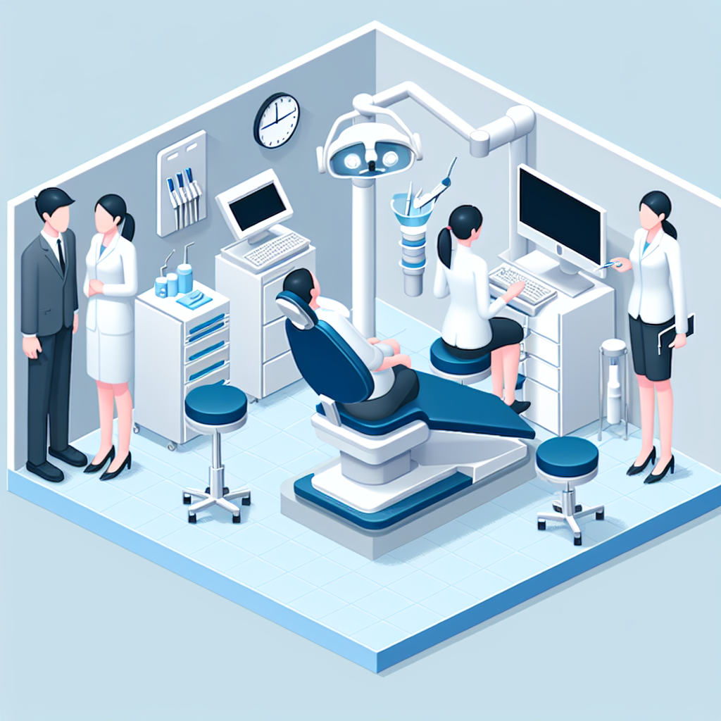 歯科医院のスタッフが患者とコミュニケーションを取っているシーン