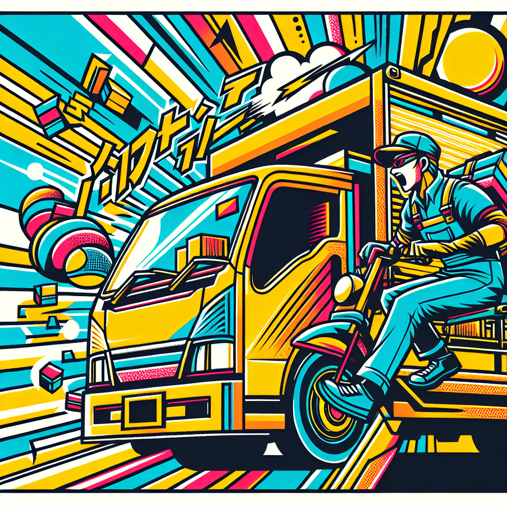 ドライバーが物流センターでトラックに荷物を積み込むシーン