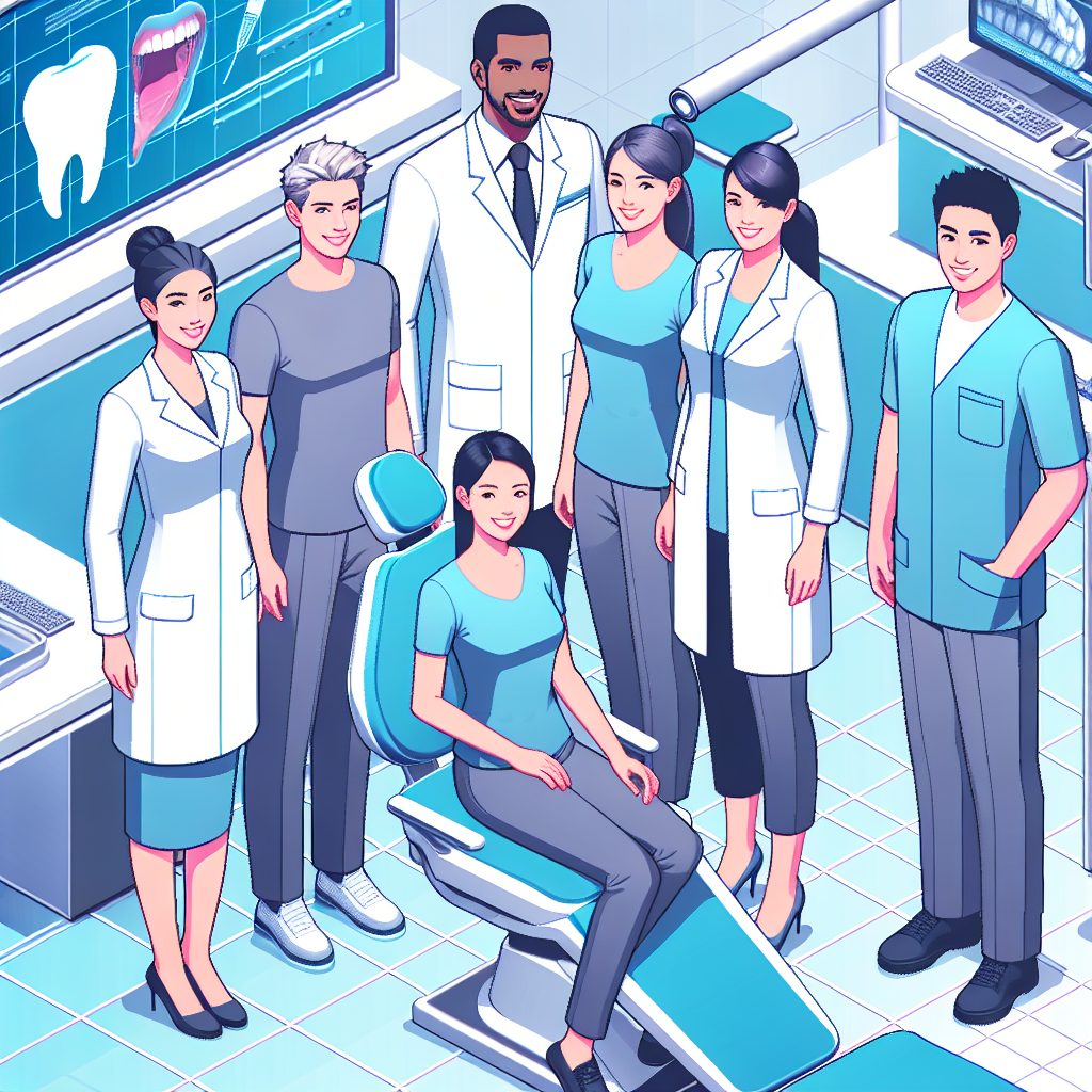 歯科医院で働くスタッフの笑顔のシーン