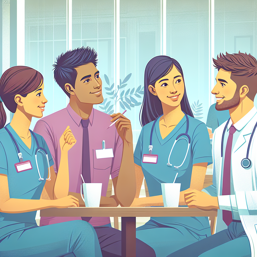 看護師の職場環境やチームワークを示す写真