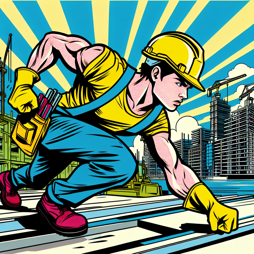 建設現場で働く若手社員の様子