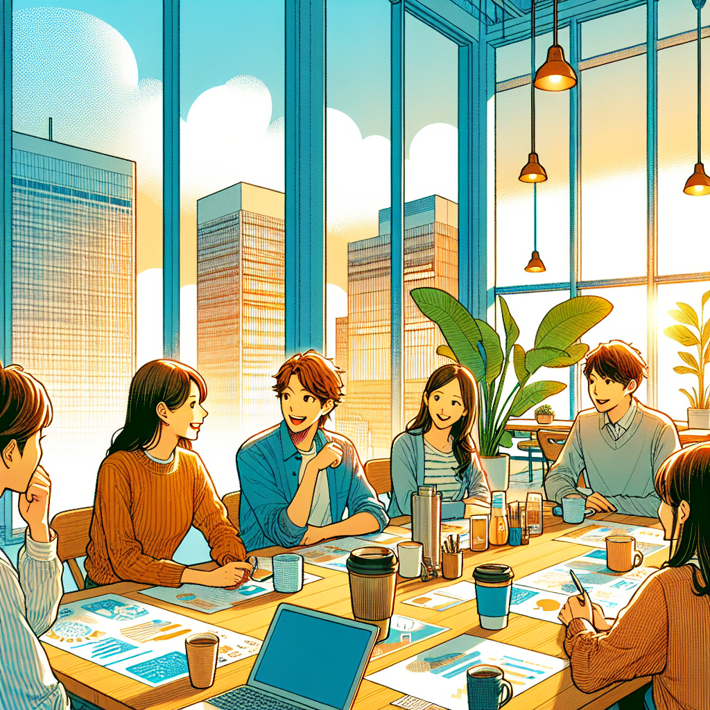 オフィスでのチームミーティングの様子