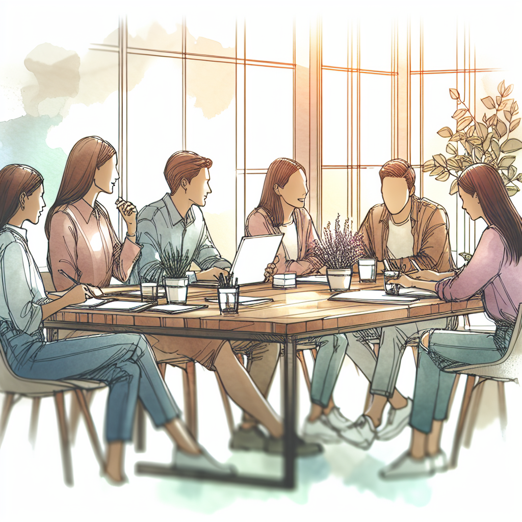 職場でのチームミーティングの様子