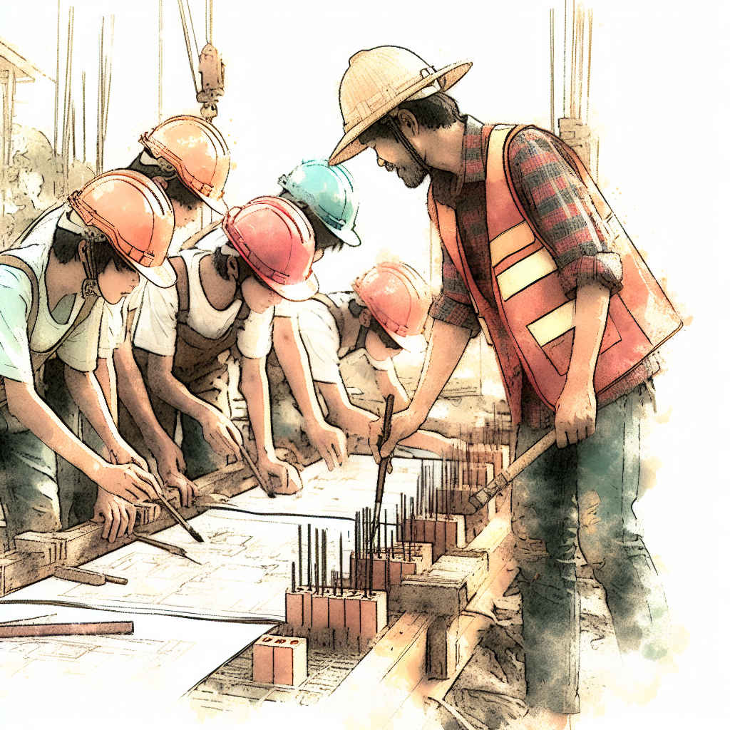 建設現場で働く若手職人たち
