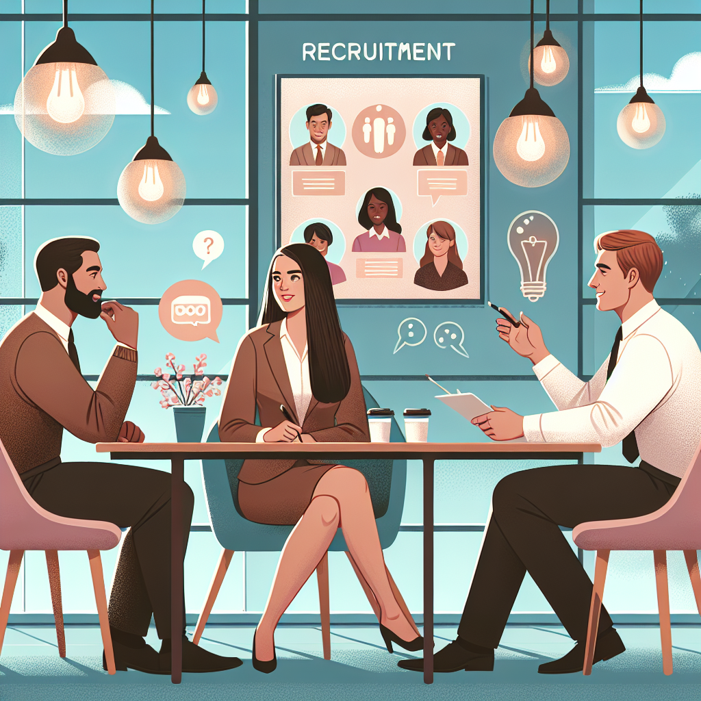 採用戦略のアイデアをブレインストーミングしているビジネスミーティングのシーン