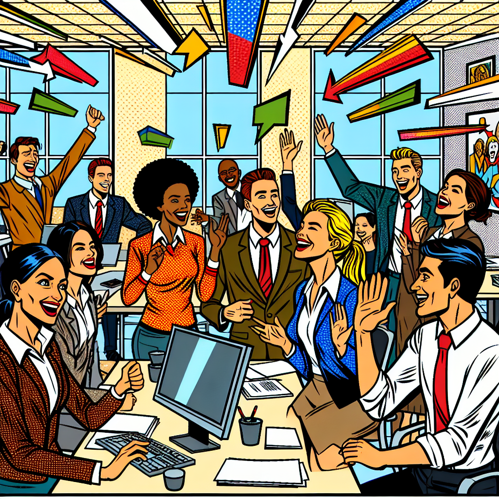 社員が楽しそうにコミュニケーションをとっているオフィスの風景