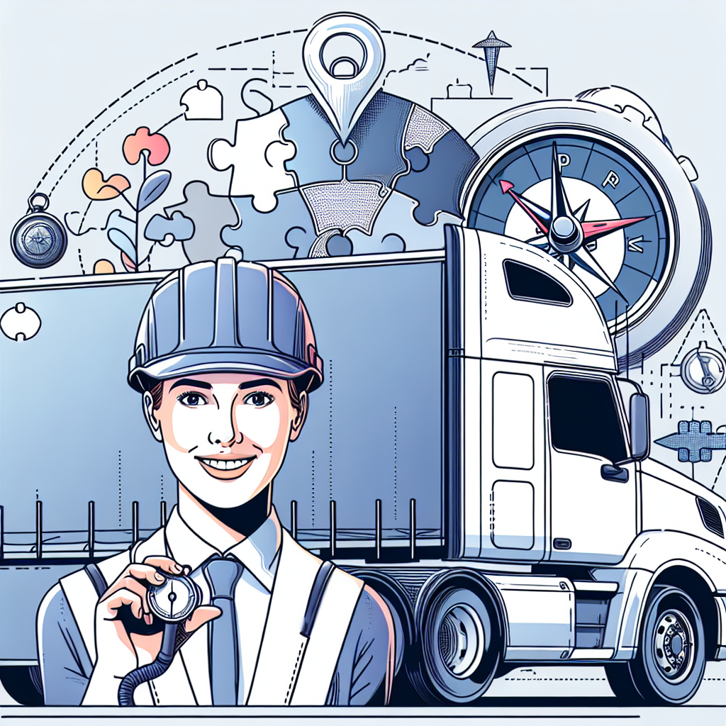 ドライバーがトラックの前で笑顔で立っている様子