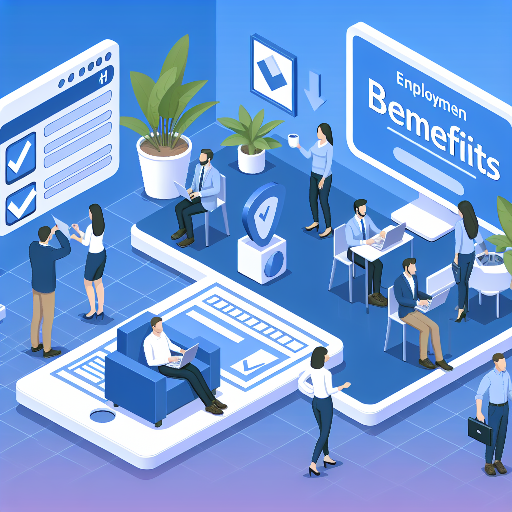 社員が福利厚生を享受している様子のイラスト