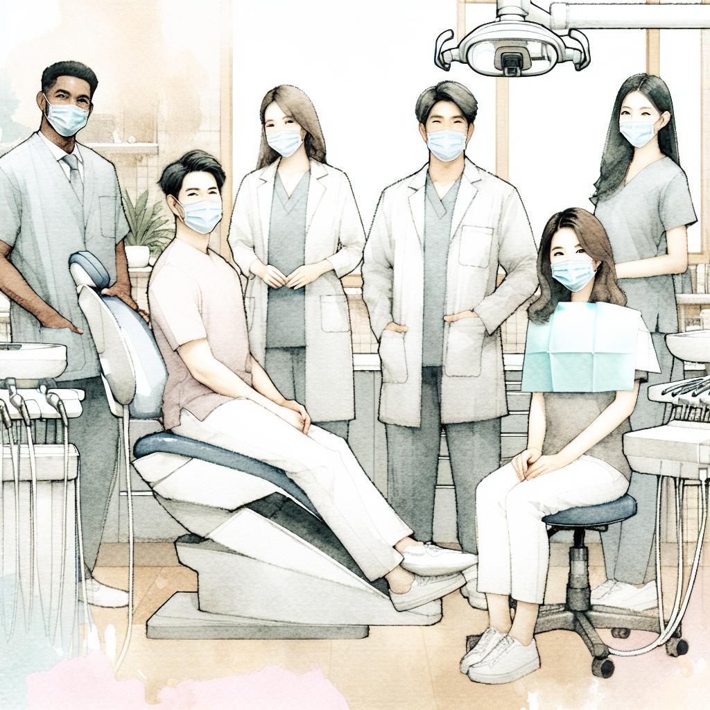 歯科医院のスタッフがリラックスして働いている様子