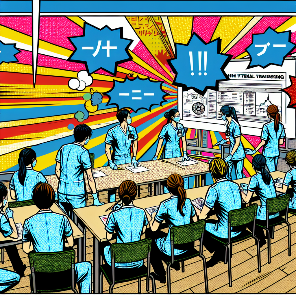 社内研修でスキルアップを図る看護師たちの様子