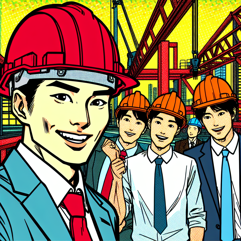 建設現場で働く若手社員の笑顔の写真