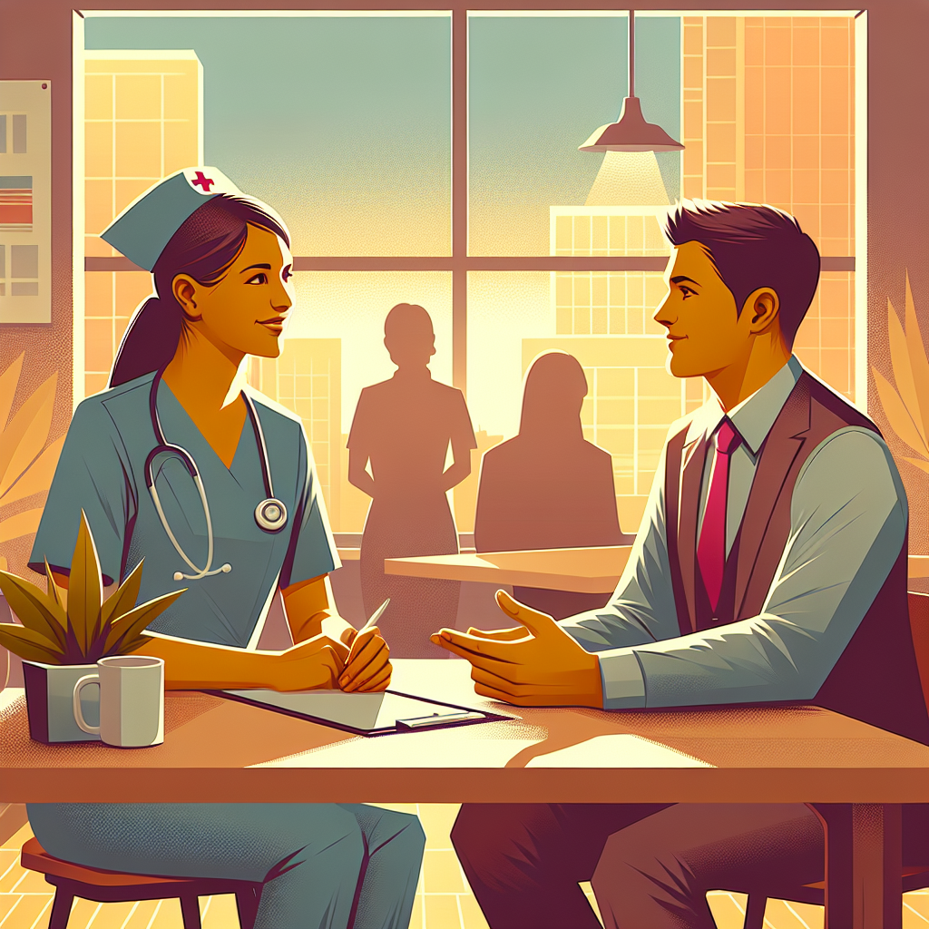 面接を行う看護師と人事担当者