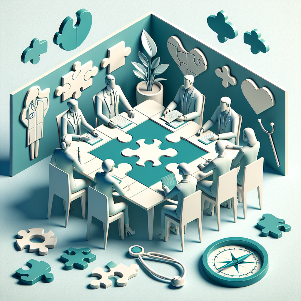 介護施設で働く職員がチームでミーティングをしている様子