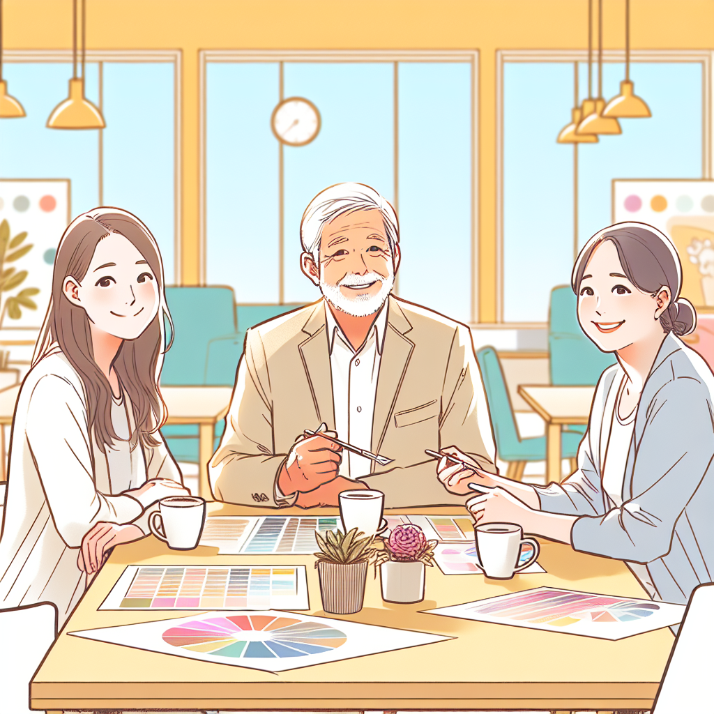 介護施設でスタッフが笑顔で働いている様子