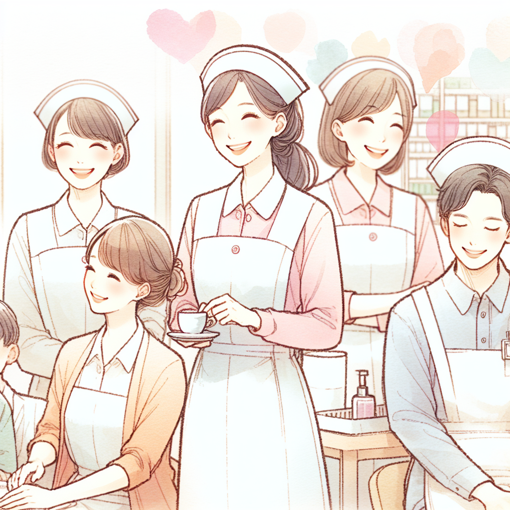 看護師が笑顔で働いている職場の様子