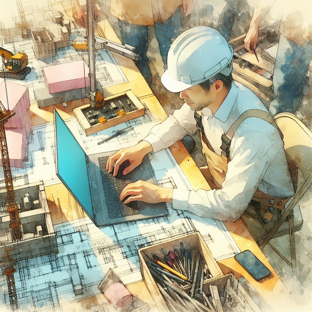 オンライン研修を受けている建設業界の従業員