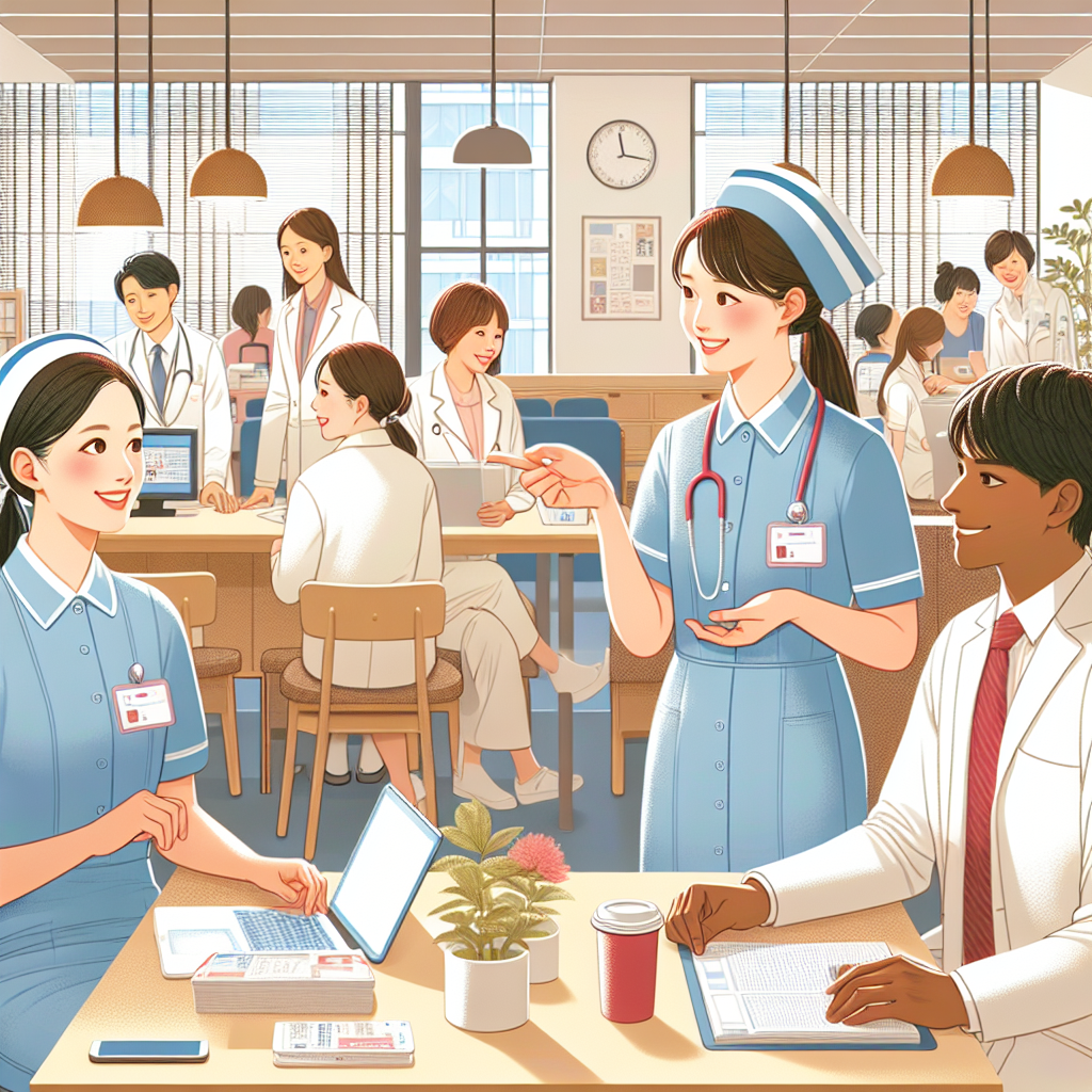 看護師が職場で働いている様子のイラスト