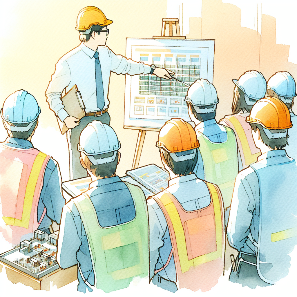 建設現場の安全教育を受ける社員の様子
