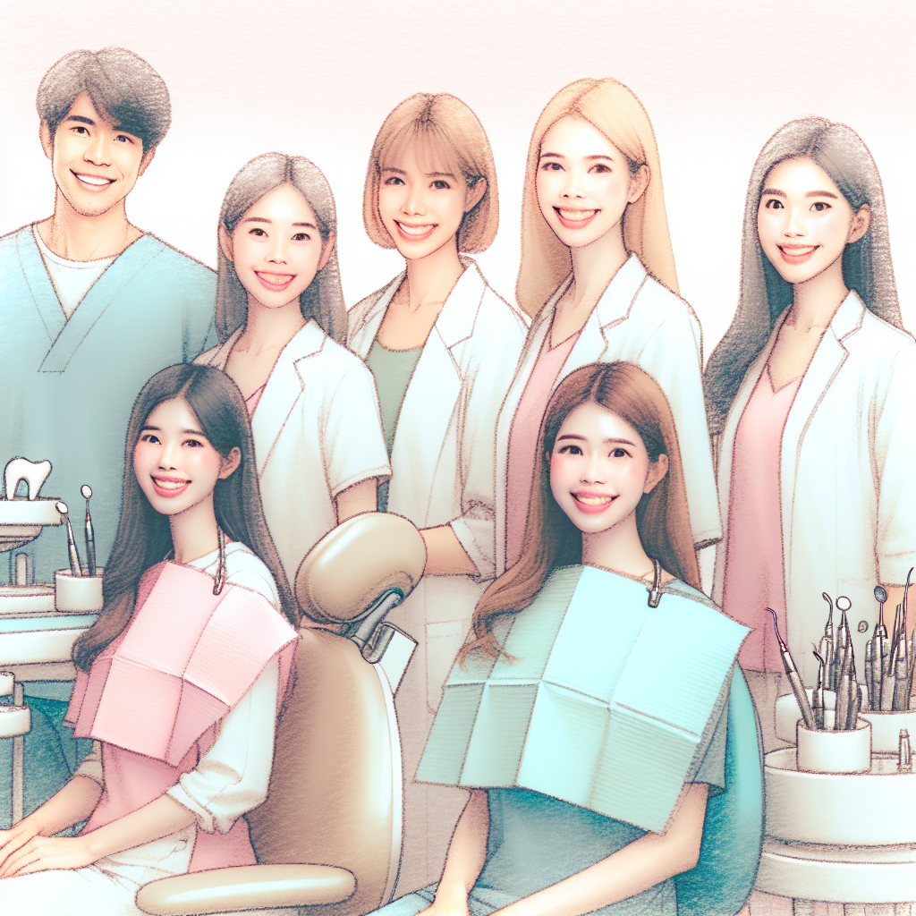 歯科医院のスタッフが笑顔で働く風景