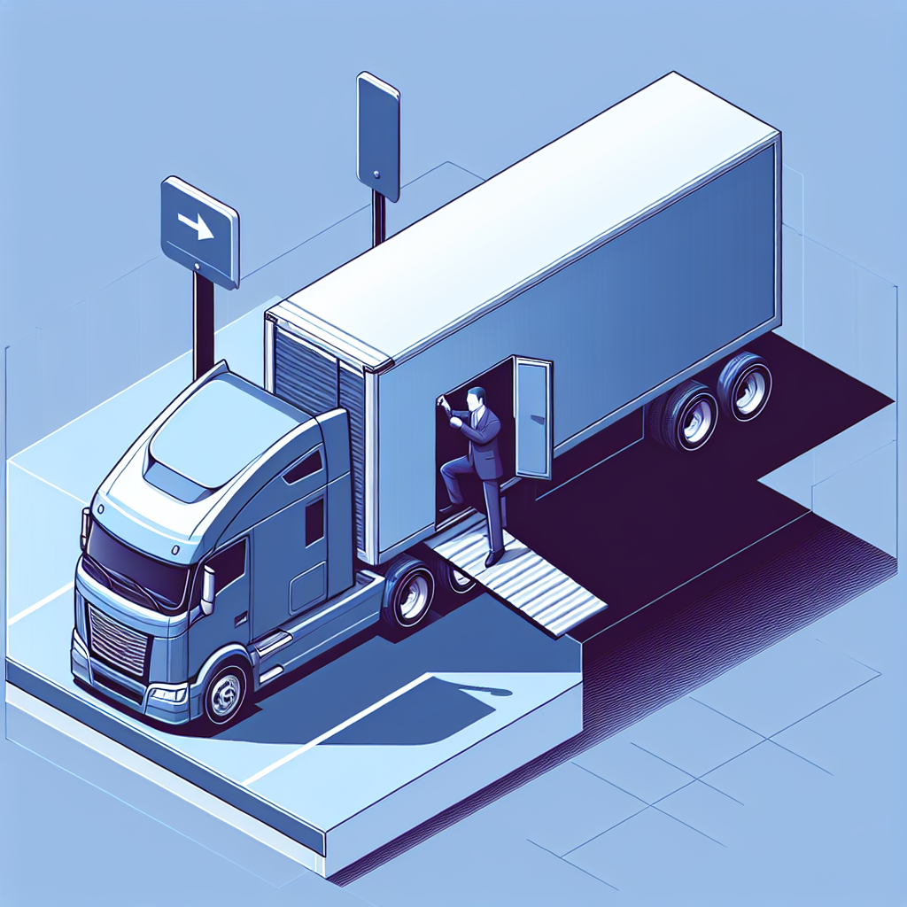 ドライバーがトラックに乗り込む様子