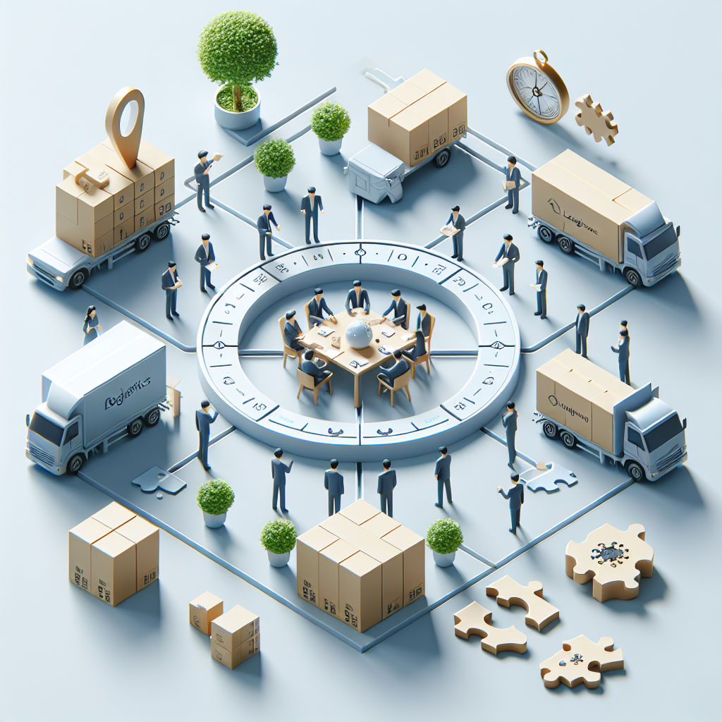 チームミーティングをしている物流会社のスタッフ